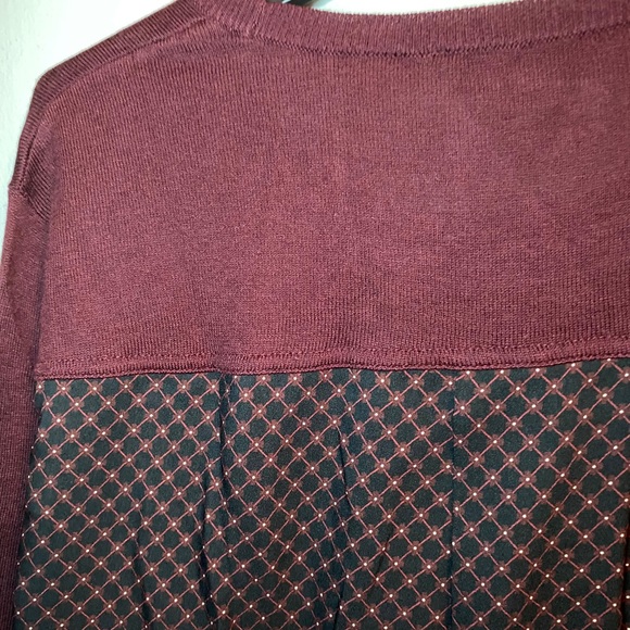 NWT Loft maroon mixed media sweater w navy line XL - Picture 10 of 13